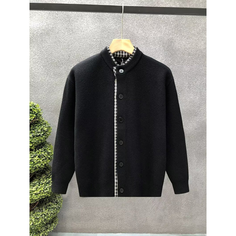 Herren-Cardigan, einfarbig, Herbst/Winter, Retro-Casual-Style, Strickwaren, Oberbekleidung_voghion.com