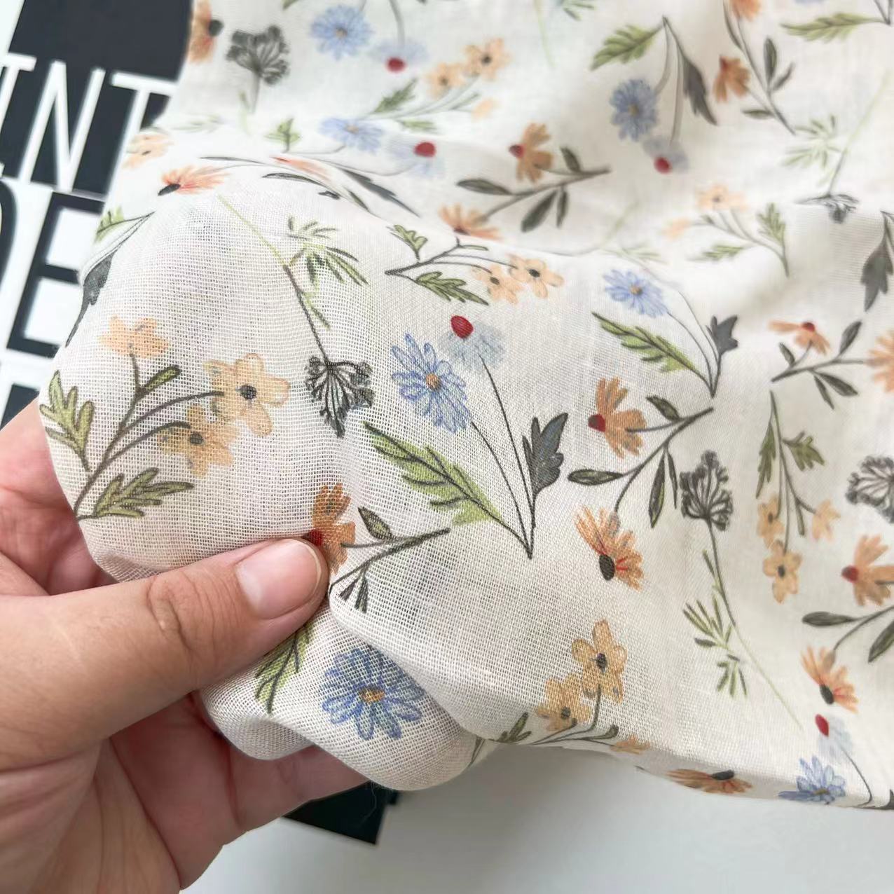 60g Weight Kerchief Classification Daily Occasion cotton and linen Material Flower Pattern Summer Season Women's Gender IG Style Style Women's IG Style Flower Cotton And Linen Kerchief 163