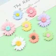 树脂彩色缺瓣雏菊太阳花自制耳环发饰小吊坠 DIY饰品配件手工材料