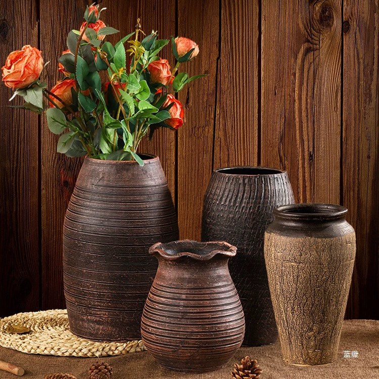 Китайский ретро глиняный горшок, ваза, цветочная композиция, цветочный горшок, домашняя почвокультура, сухоцветы, украшение для гостиной, украшения, антикварная почва, ретро