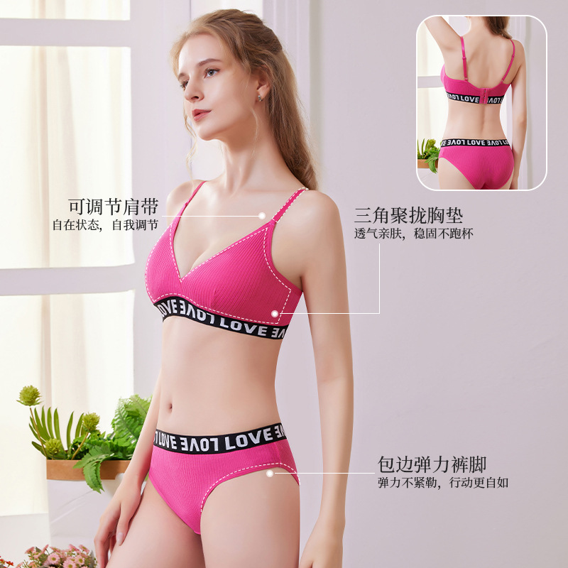 Conjunto de ropa interior sexy transfronteriza, puro deseo, ropa interior push-up transpirable y agradable para la piel para mujer, conjunto de calzoncillos al por mayor