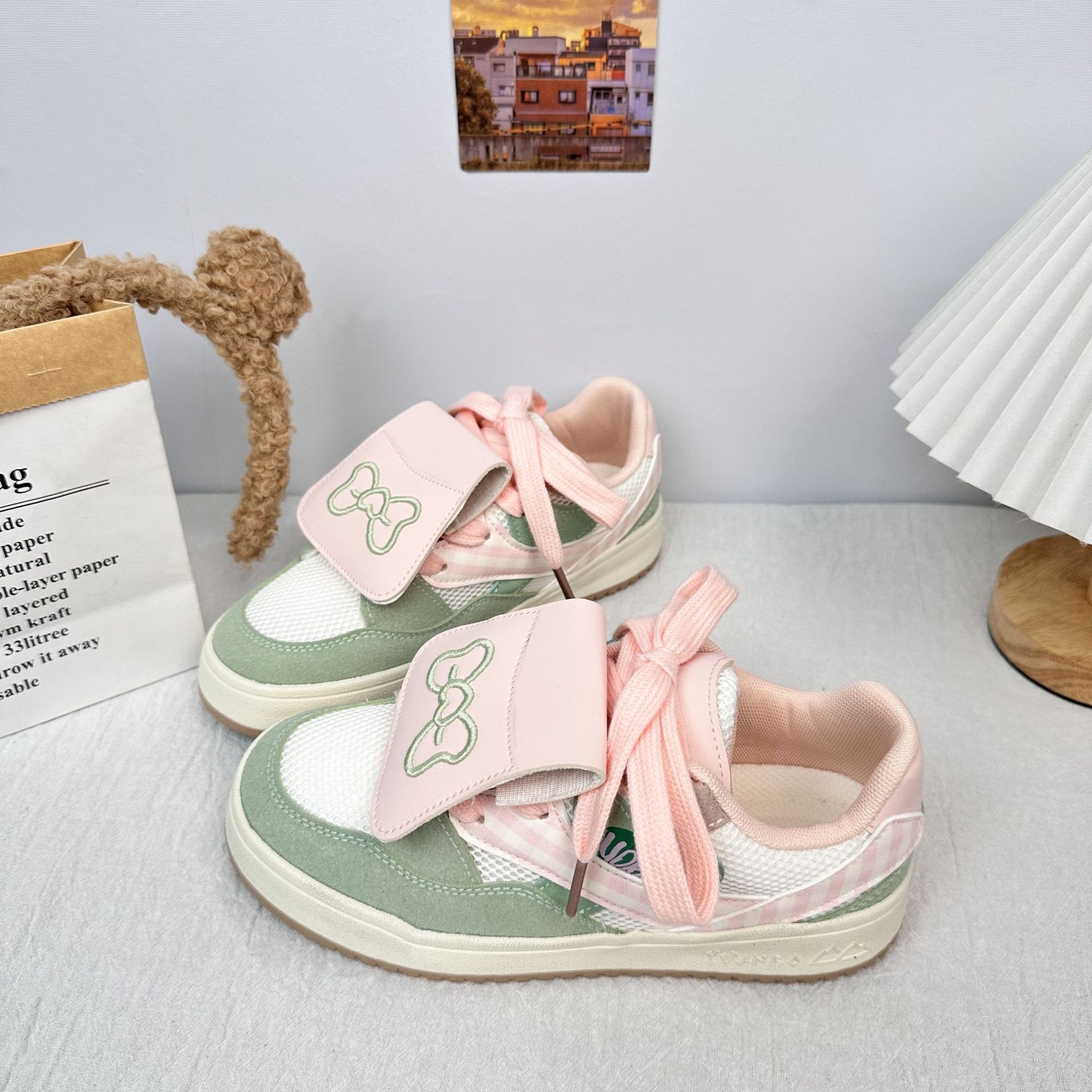 Zapatillas de plataforma Yuanbo Xiaozhong, retro todo-fósforo, deportes y ocio, marea nacional 2025, hilo de red de verano, zapatos blancos transpirables image 3