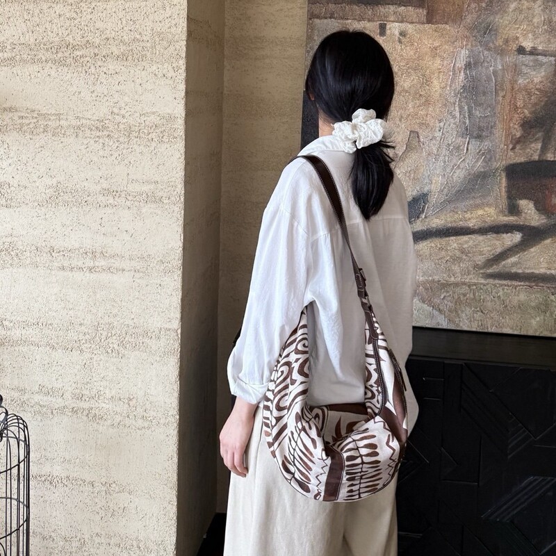 2026 New Style South Asian National Style Printed Shoulder Bag, Designer Women's Bag, Linen Fabric, High-End Bag
