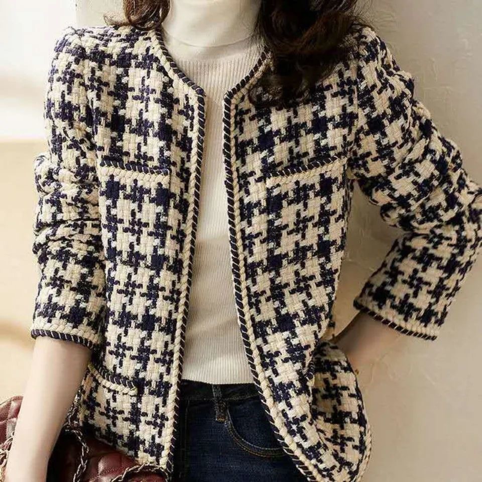 2025 Tweed Style Jacket New Women's Spring & Fall Versatile Woolen Elegant Tweed Top Slimming Look Goddess Style Winter Wear