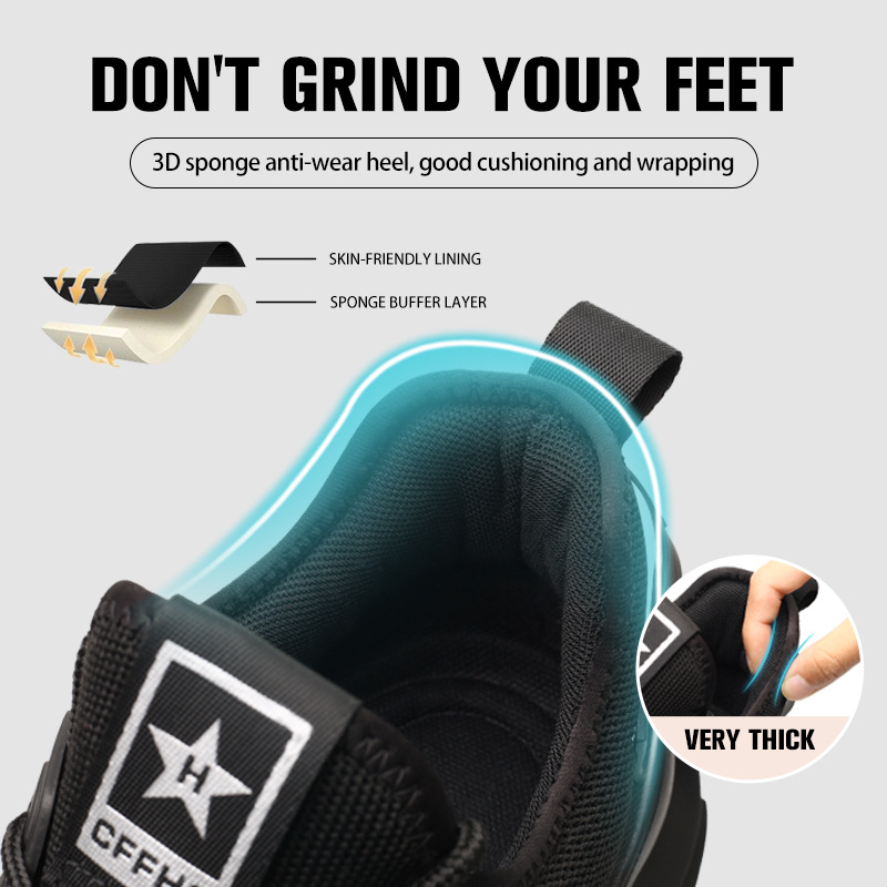 2024 New Lightweight Knit Protective Shoes with Steel Toe Cap, Anti-Punch and Anti-Piercing, Cross-Border Comfort Work Shoes