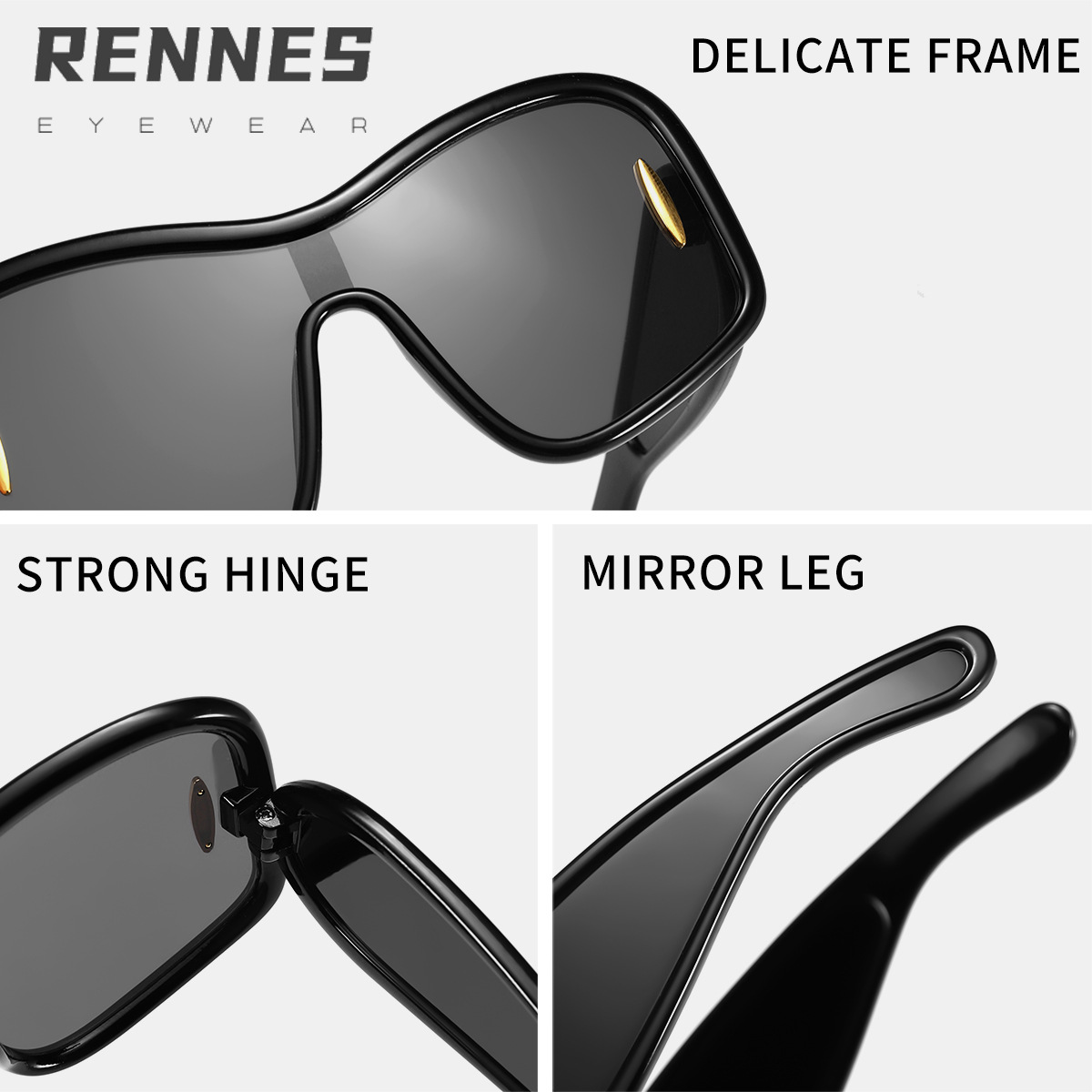 Nueva película todo en uno Y2K para niños, marco generoso, calle hip-hop, gafas de sol al aire libre, gafas de sol con sentido de la tecnología del futuro