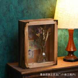 跨境木制相框展示盒墙上壁挂式干花装饰盒实木复古壁挂式装饰盒