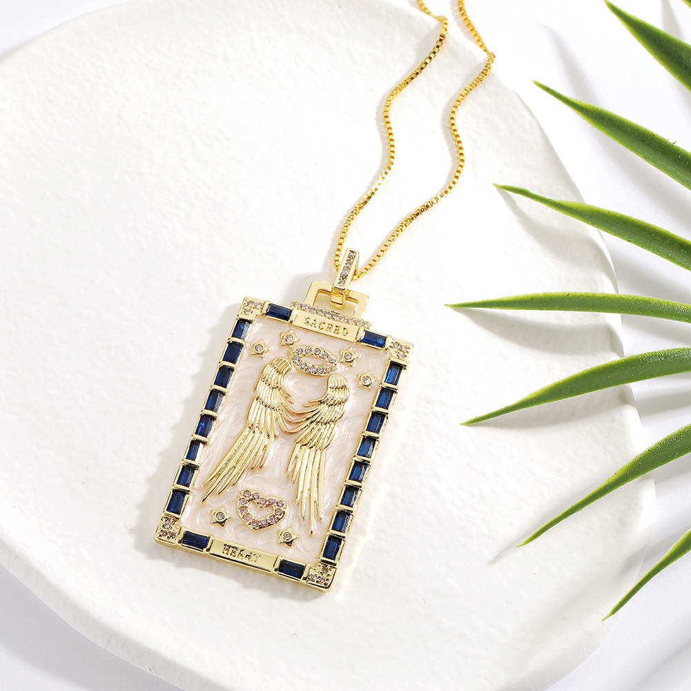 womenu0027s jewelry retro Tarot pendant angel cross carved copper necklace