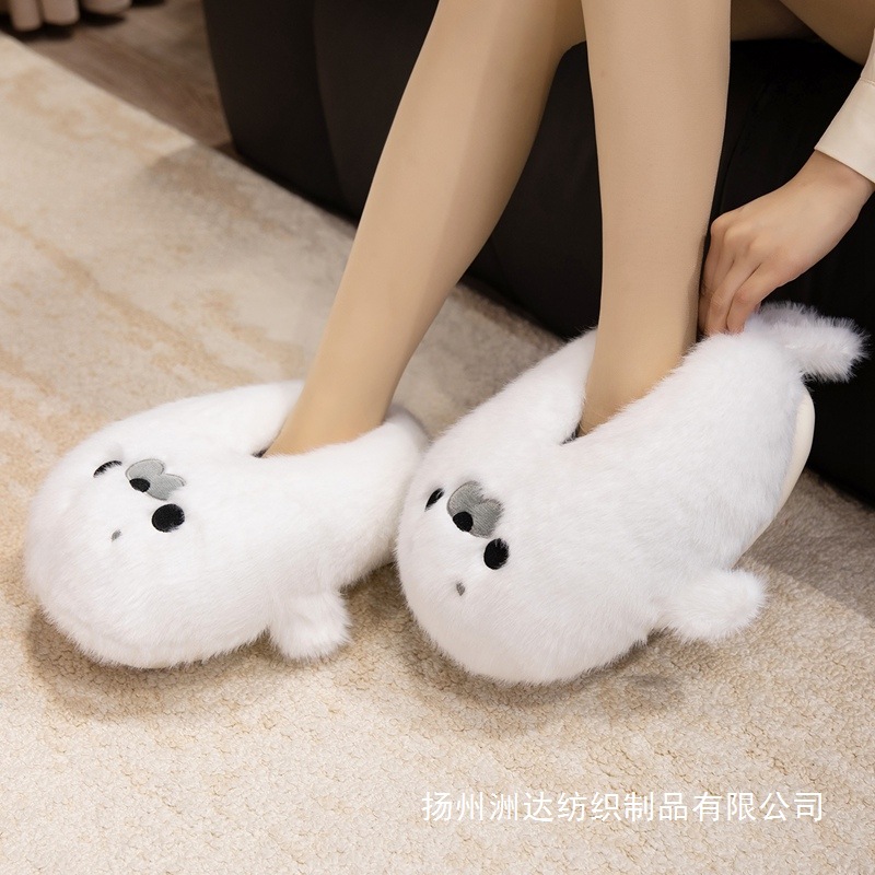 Zapatos de algodón de foca transfronterizos de invierno para niñas lindos bolsas de tacones para casa zapatos de algodón de peluche calentamiento