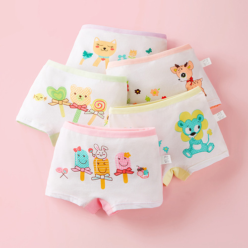 Wholesale girls underwear class A cotton baby girl underwear cartoon girls children boxer students middle and large children underwear summer