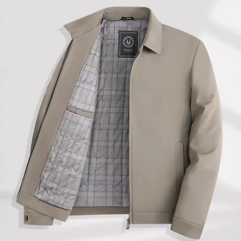 Осенняя и зимняя мужская исполнительная куртка среднего возраста папа с лацканом толстая повседневная куртка среднего и пожилого возраста хлопчатобумажная куртка 8830