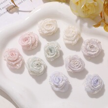 网纱小花苞diy侧夹发绳头饰鞋帽服饰花朵可爱浅春系奶油蕾丝花朵