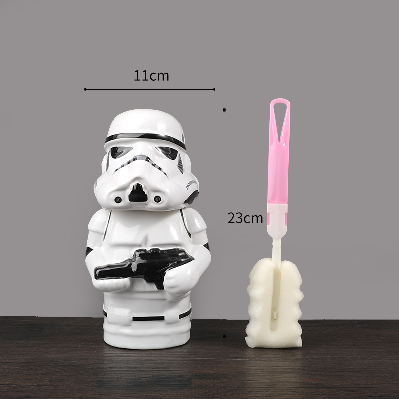 Tendencia creativa transfronteriza taza de gran capacidad con cubierta con cuchara taza de cerámica Star Wars taza de agua