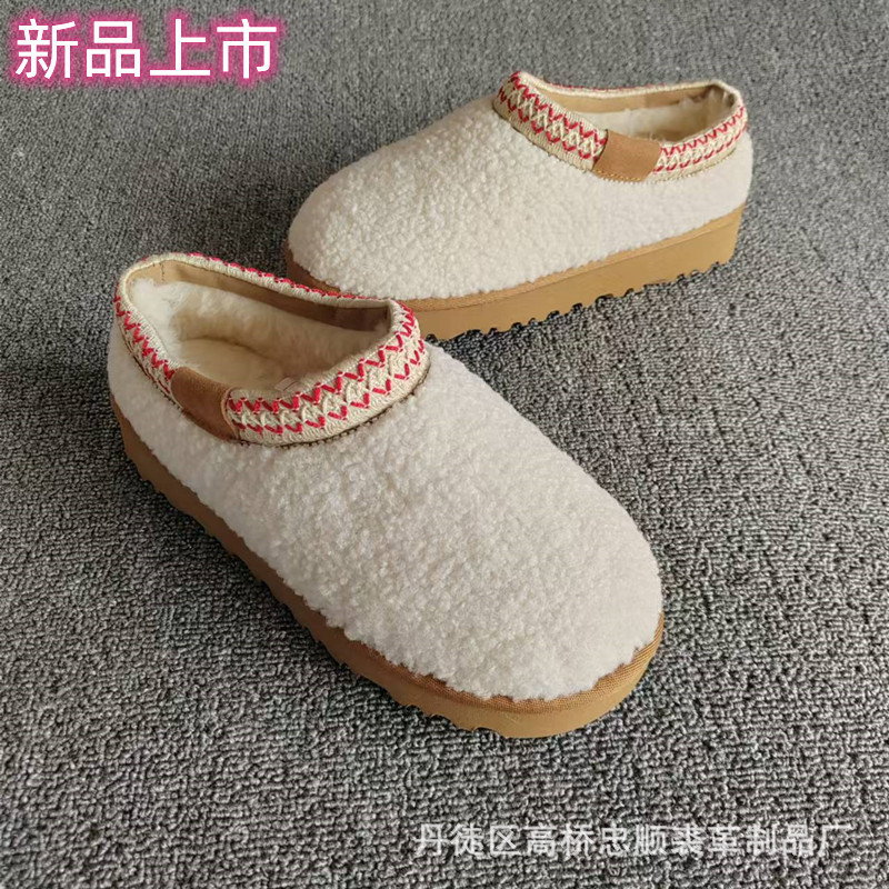 2025 New Tasman Teddy Velvet Half Slippers, Ethnic Style Thick-Soled Slippers, Export Large Size Hot Style