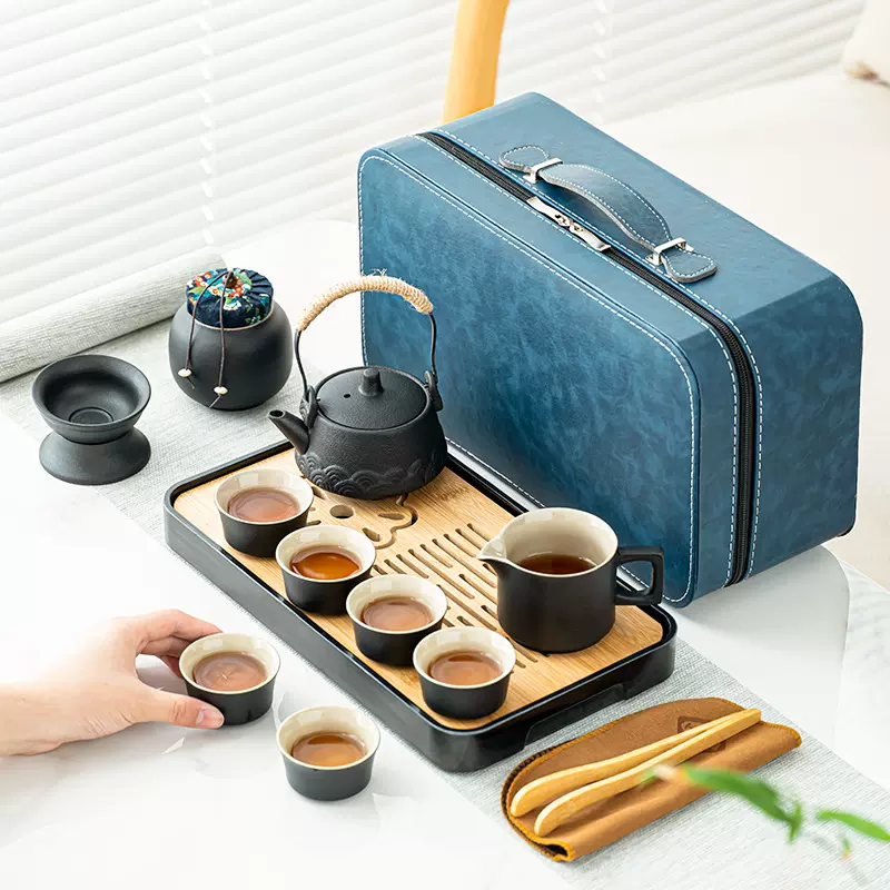 茶具套装一整套喝茶泡茶壶旅行功夫茶具带茶盘赠送商务礼品印logo