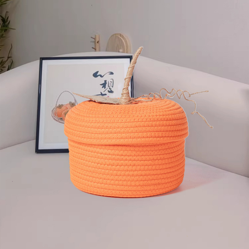 Amazon Halloween calabaza cesto de algodón tela de mano cesto de caramelo decoración de mesa cesto de almacenamiento