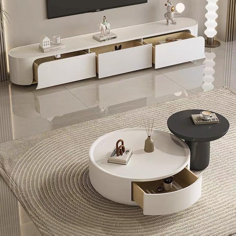 Mesa de café de estilo crema sala de estar hogar Luz francés tamaño redondo pequeño apartamento en línea celebridad diseñador simple mesa de té