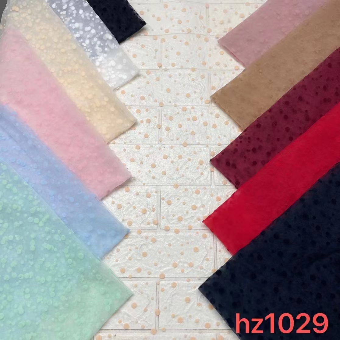 特密美国网植绒大小波点网纱面料彩色植绒瑞士网布料女童女装裙