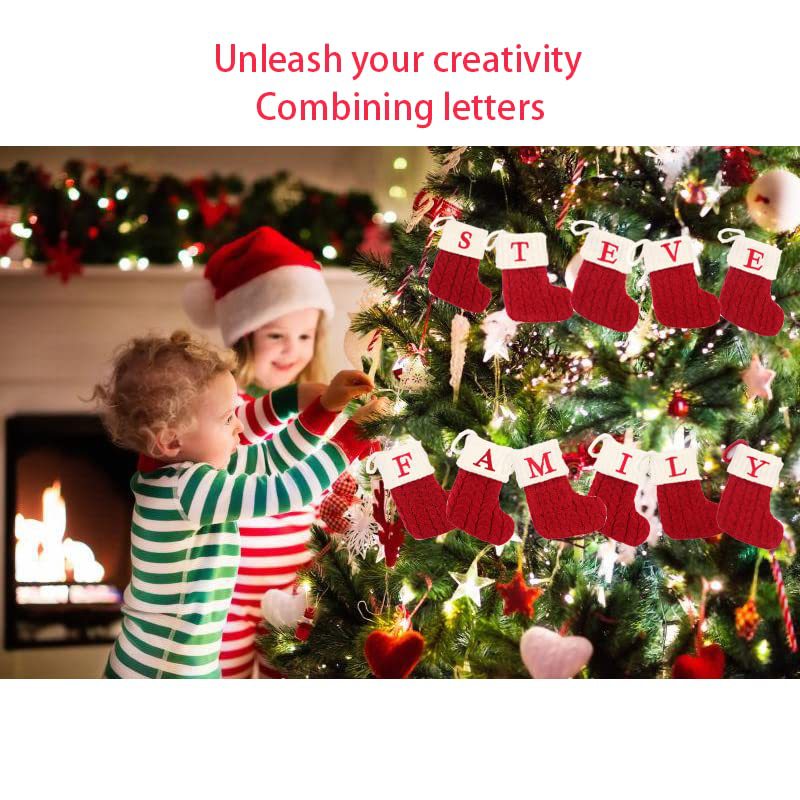 Amazon calcetines de Navidad de lana de punto de Navidad calcetines de la letra de Navidad colgante de jardín de infantes bolsa de regalo de caramelo