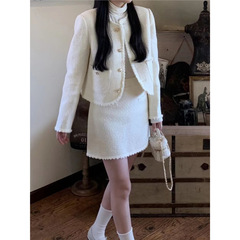 富家千金小香风套装裙名媛气质短裙春秋季高级感绝美小裙子两件套