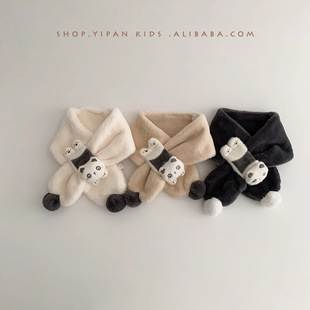 Yipan Korean Kidsren's Scarf Winter 2025 Super Cute Panda Warm Plush Scarf for Boys and Girls Wholesale