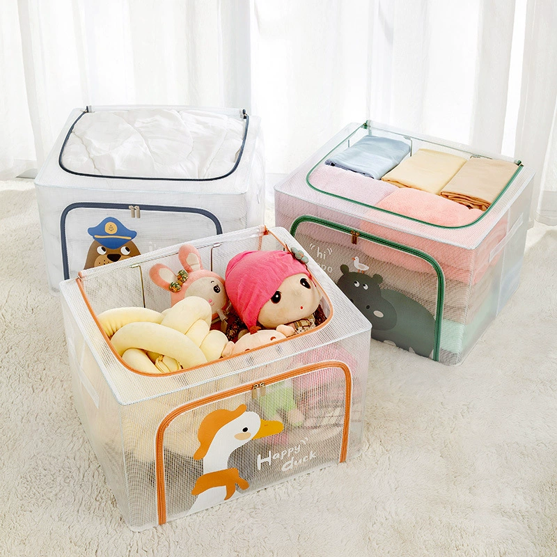 Cartoon transparent storage box, steel frame, toy, duvet