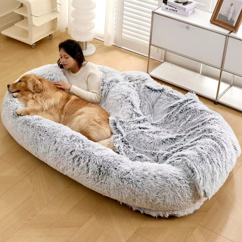 Cama para perros, caseta grande para perros, tapete para mascotas, suministros para mascotas cálidos para el invierno, sofá extraíble y lavable, adecuado para que las personas perezosas duerman y se acosten.