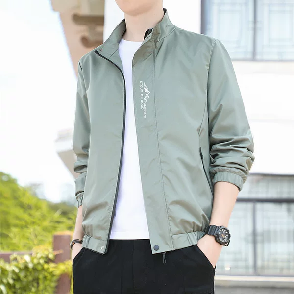 Spring and Autumn Wear 2025 New Men's Vertical Collar Jacket Coat Korean Style Slim-fit Fashionable Printed Outdoor Casual Coat