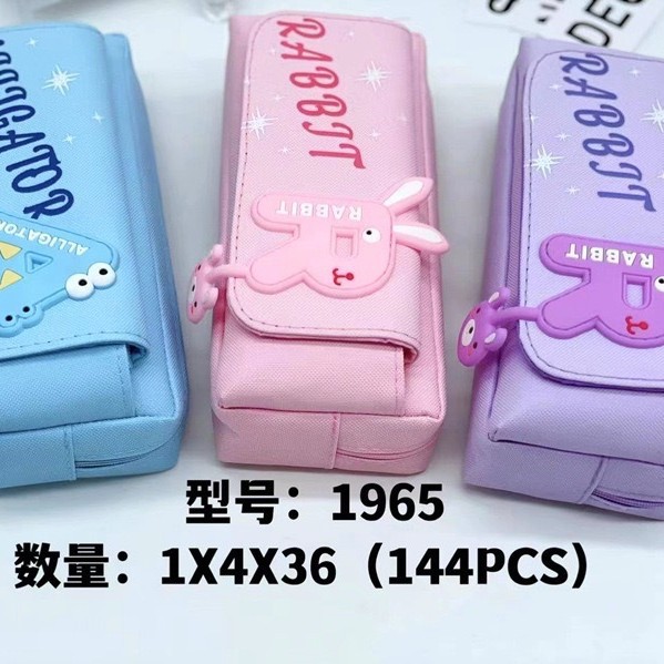 Estuche para lápices BST de doble capa y múltiples compartimentos - Tela Oxford - Diseño cartoon unisex - Gran capacidad