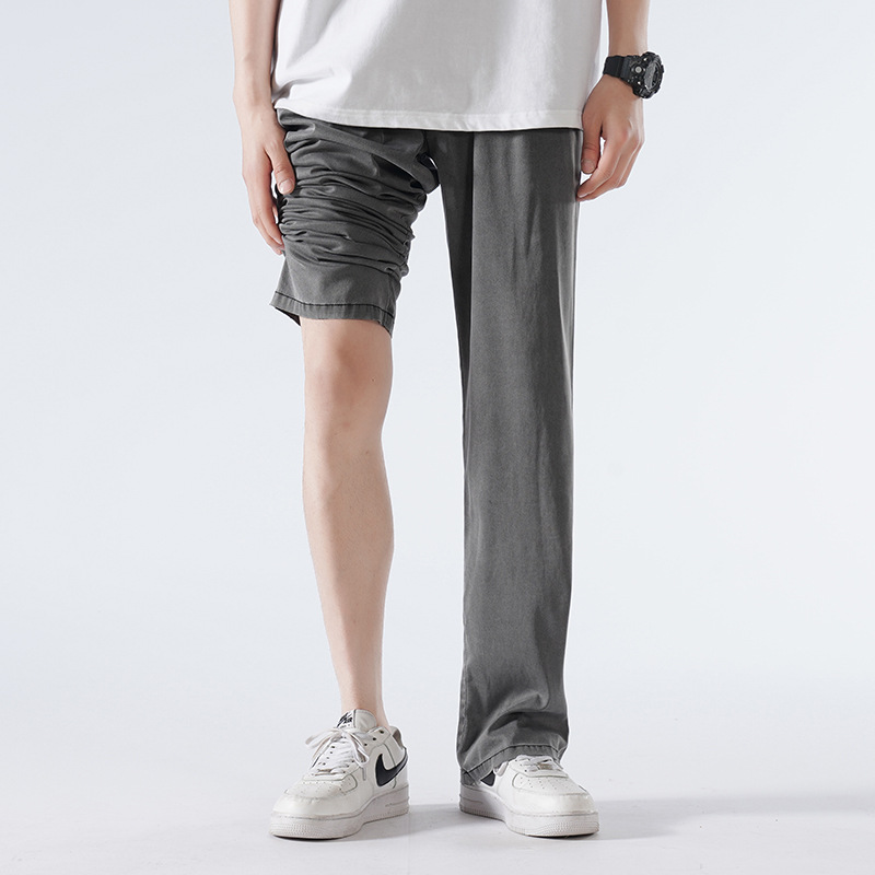 Lyocell Ice Silk Thin Jeans for Men, Summer Trendy Straight-Leg Loose Fit, Super Soft and Drapey Long Pants for Men