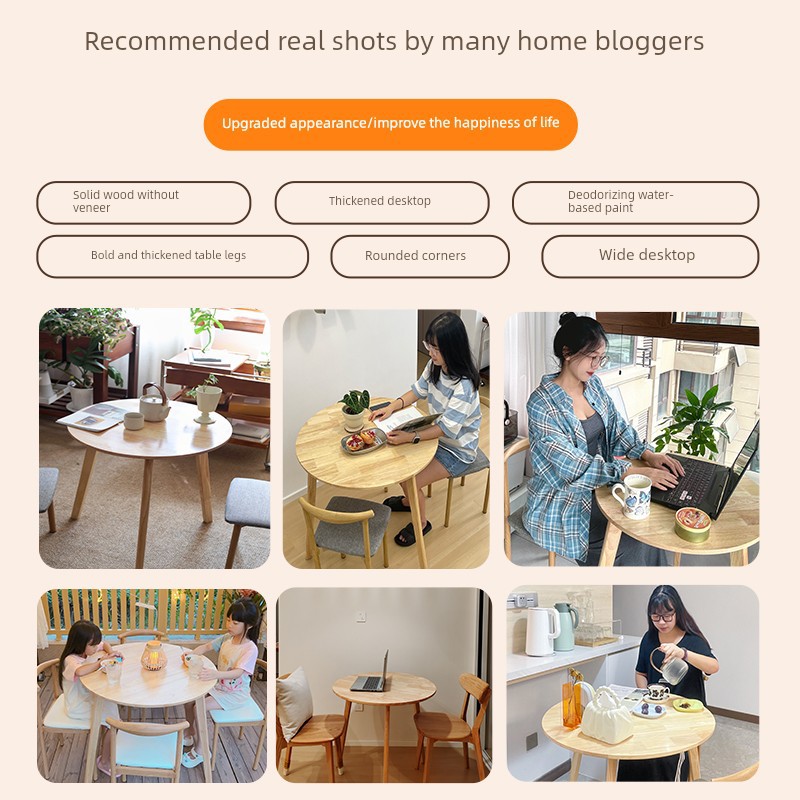 Mesa redonda de doble capa de almacenamiento de madera maciza mesa de comedor de ocio mesa redonda de recepción mesa de negociación balcón mesa de té