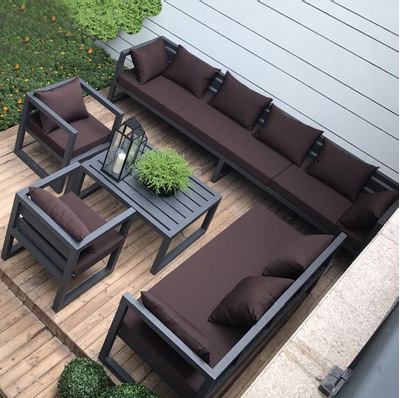 Sofá al aire libre esquina patio al aire libre jardín terraza casa modelo simple silla china impermeable sol muebles de aleación de aluminio