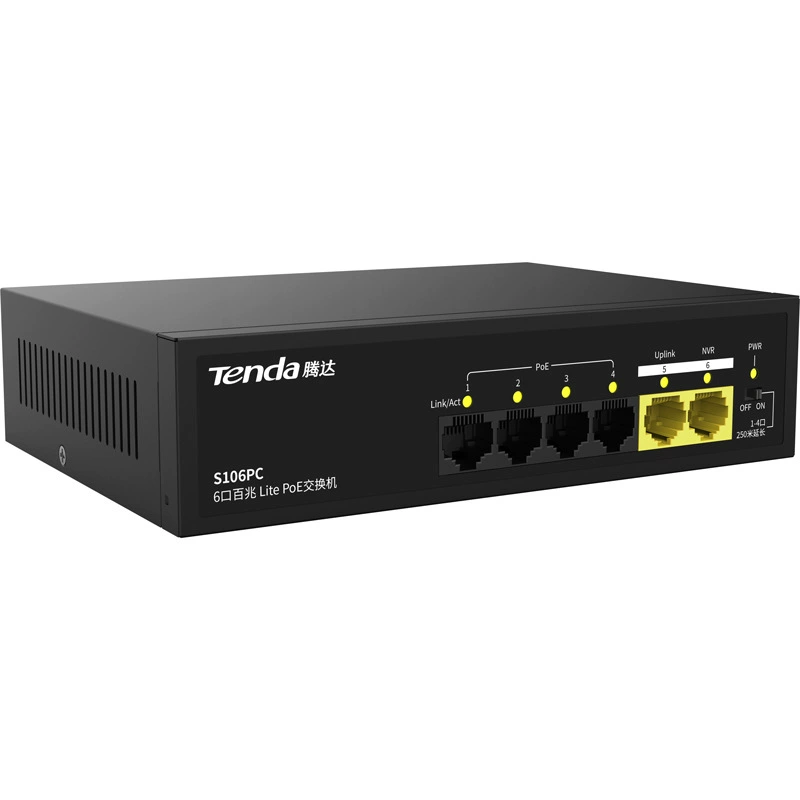 Источник питания PoE S106PC Tenda Tengda стандартный 48V 5 Might 5 выход 6 мониторинг специальный переключатель