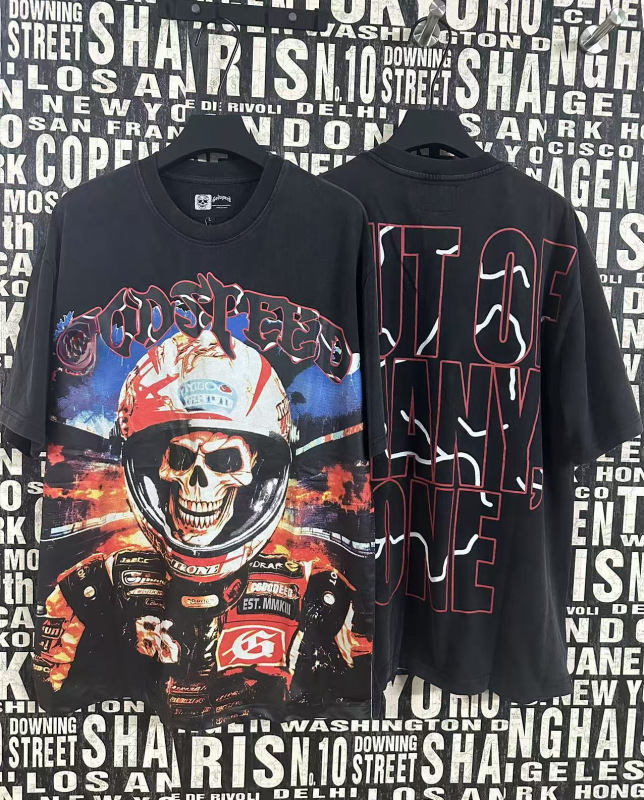 25ss アメリカのトレンディなブランド GOD ロックバンド ヒップホップ レタープリント 半袖 高品質 コットン Tシャツ カップル同スタイル|undefined