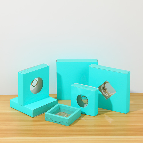 Transparent PE film display box, suspended packaging box with matching paper sleeve, gift bag, jewelry ring gift paper box