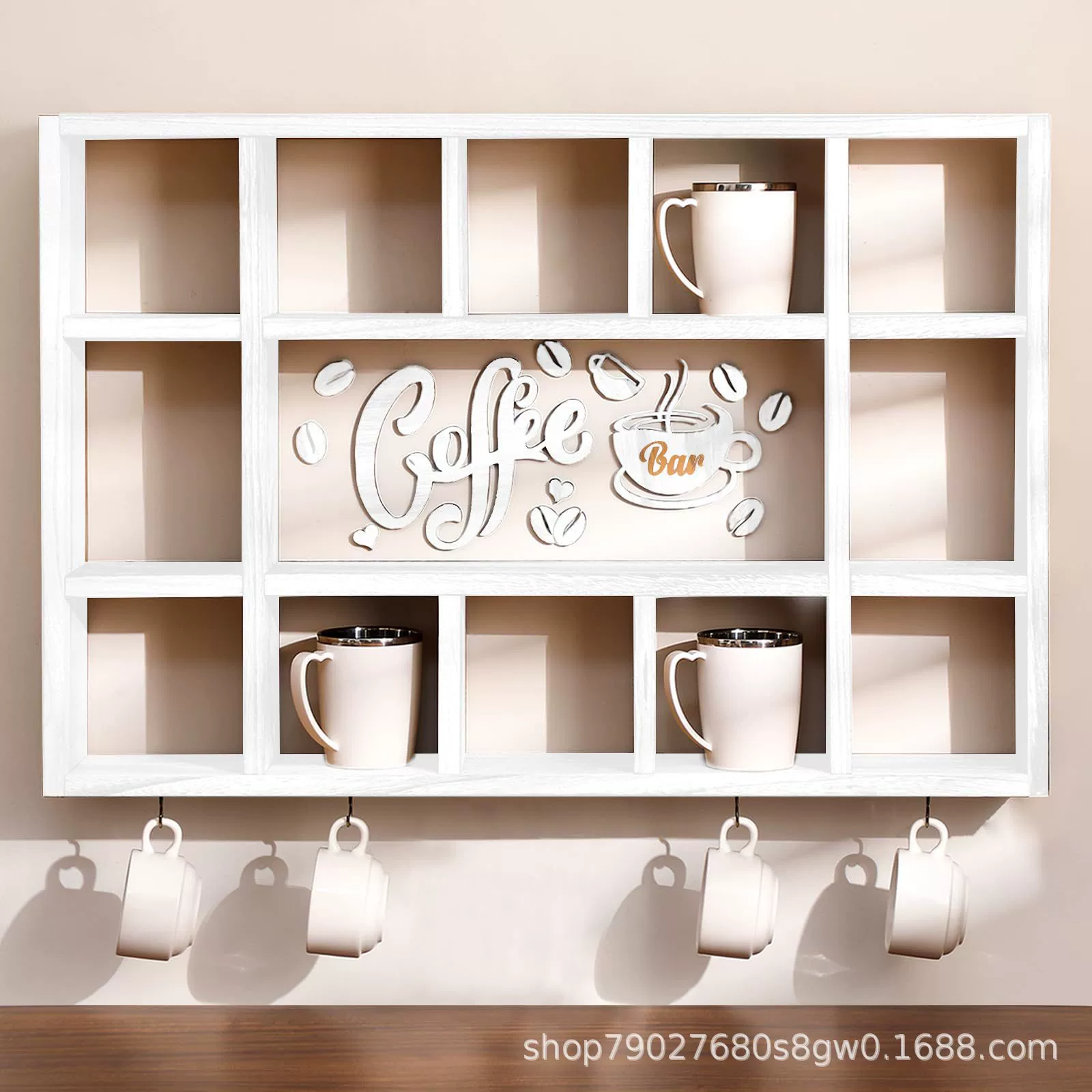 Деревянная подставка для кружек, настенная подставка для чайного сервиза, стильная витрина с вешалкой для чашек, аксессуары для кофейни