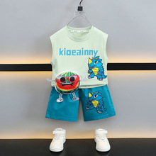 男童西瓜恐龙背心短裤套装洋气中小童夏季男孩宝宝夏装无袖两件套