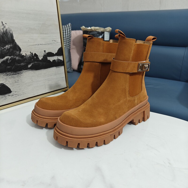 The Latest Autumn and Winter D&G Derby Casual Large-Toe Shoes, French Short Boots, Versatile Thick-Soled Slim Boots, Boots