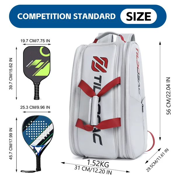 New Pickleball Bag, Badminton Bag, Tennis Bag, Independent Shoe Compartment, Large Capacity, Multifunctional Pickleball Racket Bag