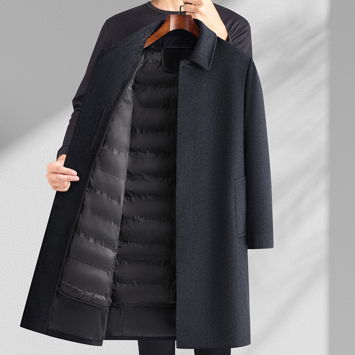 2024 Winter Down-off Woolen Coat for Middle-aged and Elderly