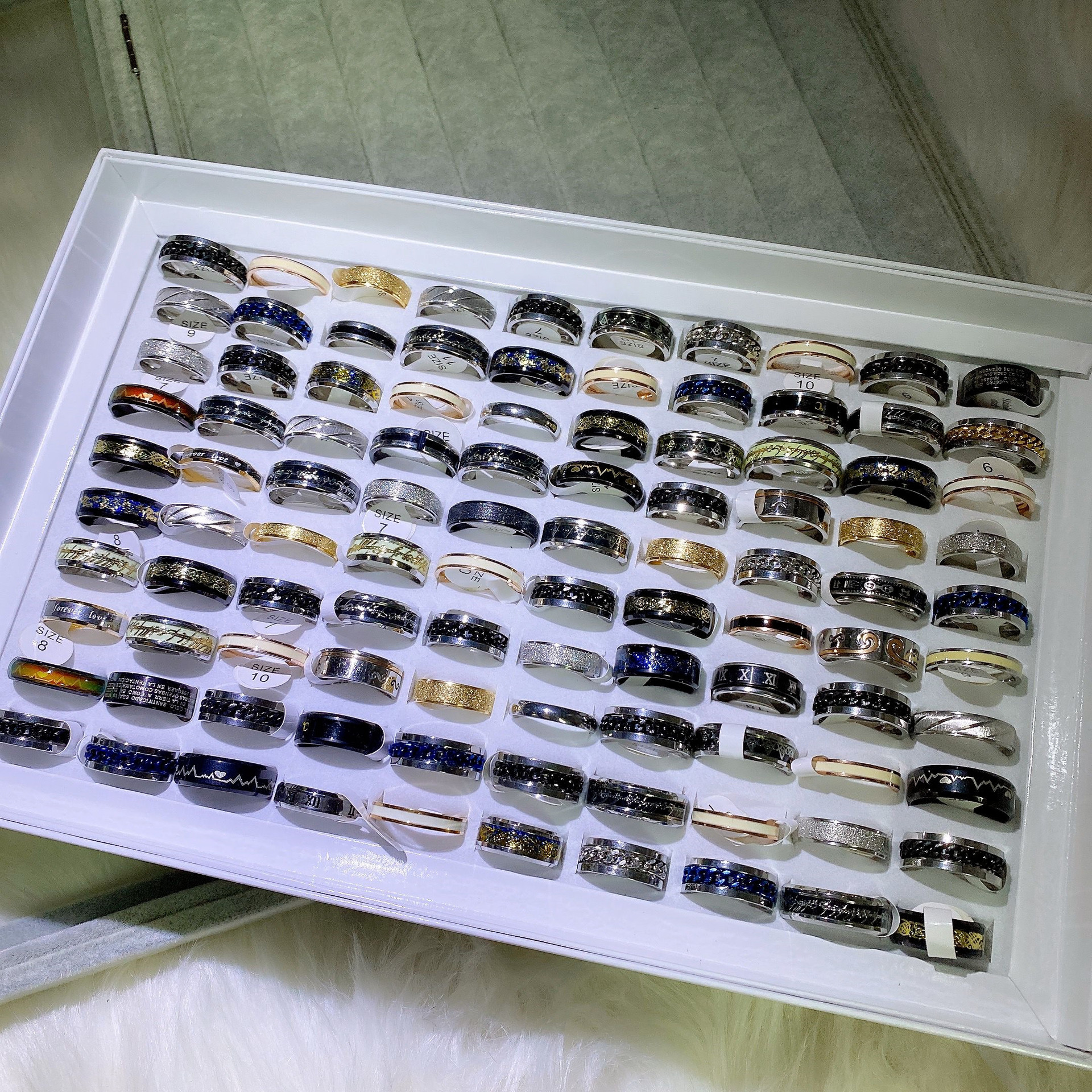 New European and American simple titanium steel stainless steel ring men's and women's elegant non-fading versatile exaggerated cross-border ring Men's