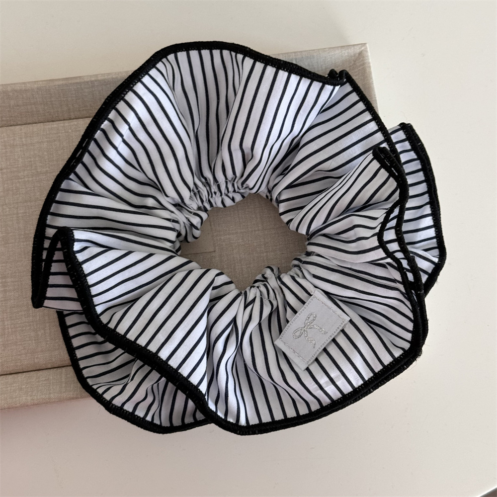 Doppellagiges Haargummi In Blau Gestreift Süßes Haaraccessoire_voghion.com