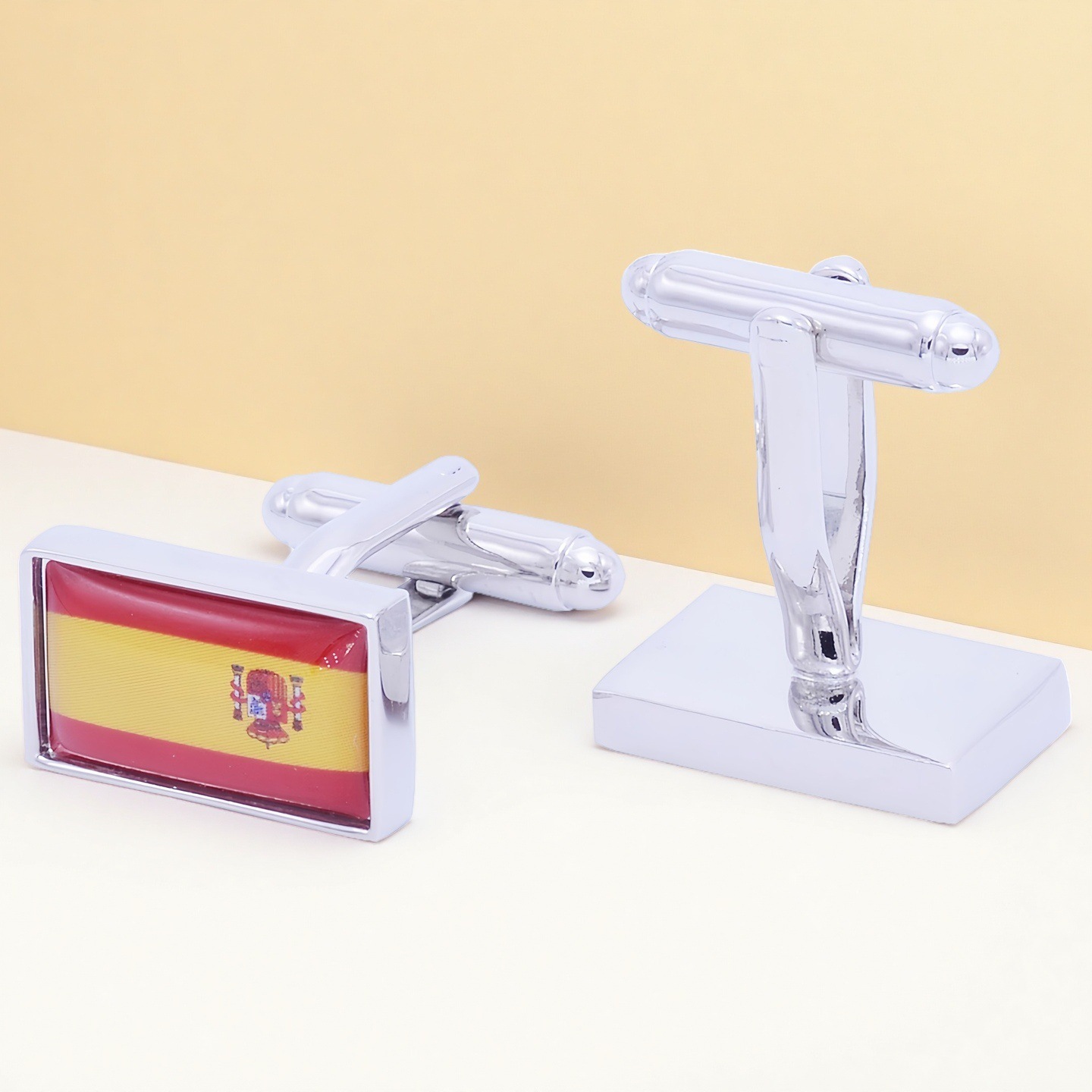 Manufacturer Wholesale High-End Men's French Cufflinks, Men's Business Cufflinks, Spanish Flag Cufflinks