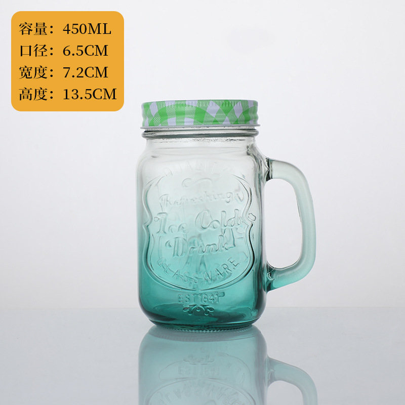 Tazas Mason con mangas de paja tazas de jugo creativas tazas de agua de vidrio de arena de color gradiente