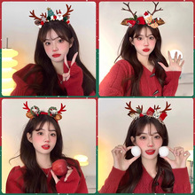 圣诞节发箍小熊鹿角发卡秋冬头饰超仙麋鹿装扮头箍拍照道具小礼物
