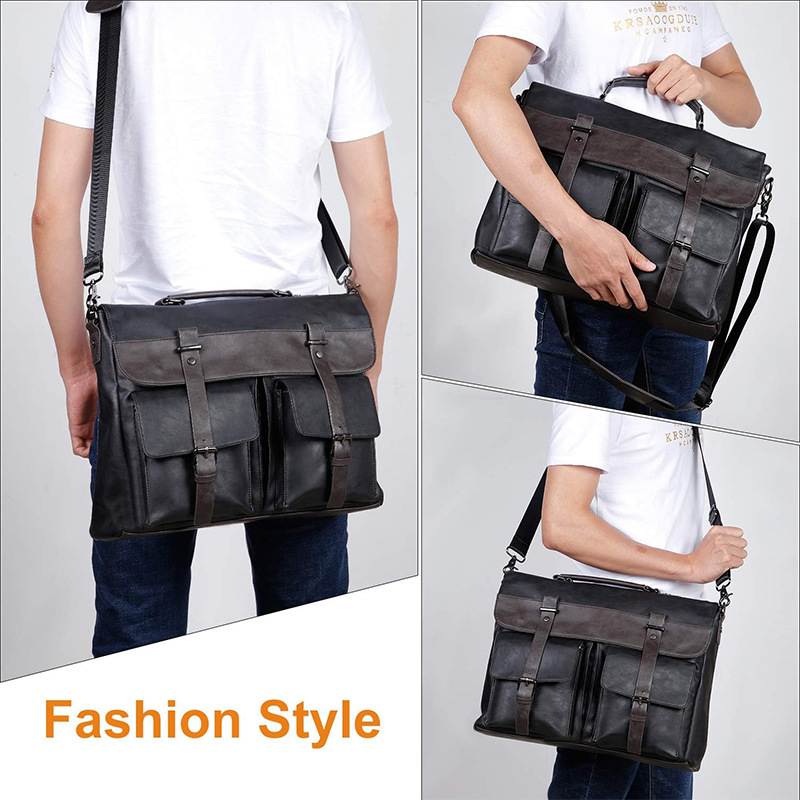 Cross-Border Custom-Made Men's Messenger Bag with Computer Compartment, Mobile Phone Pocket, Handbag, Business Retro Shoulder Crossbody Bag