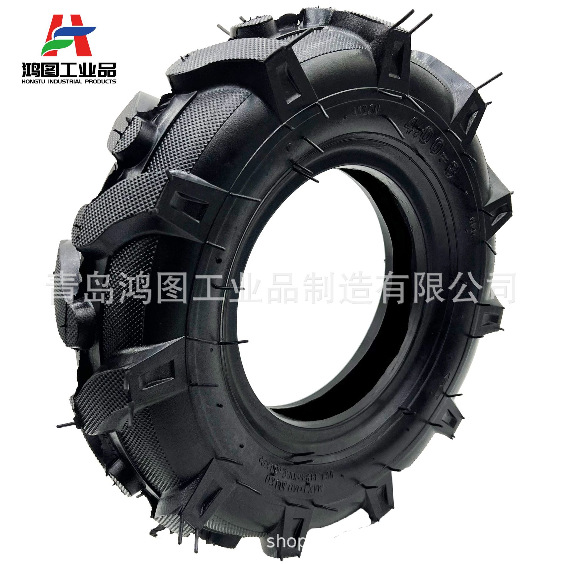 16寸4.00-8橡胶轮胎内外胎人字纹农用机械微耕机农用车真空胎耐磨
