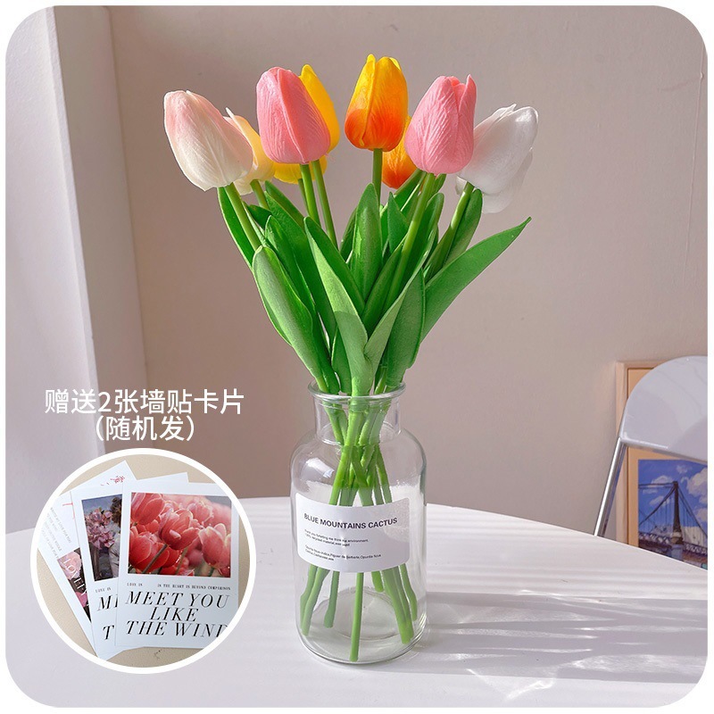 Flores florales Decoración de la sala de estar Decoración Decoración Ramo biónico Tulipán Flor seca de lujo ligero Flor falsa Decoración eterna