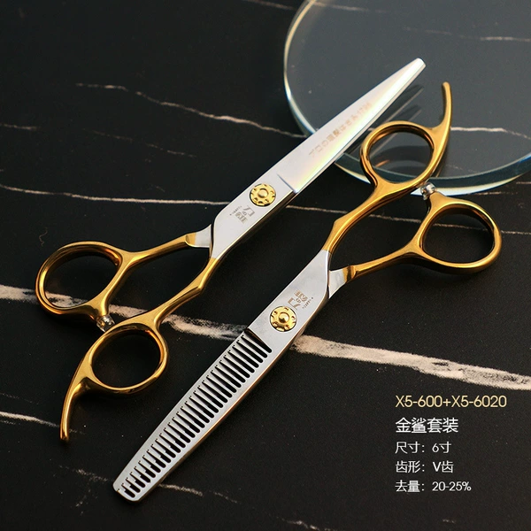 6-inch flat scissors + tooth scissors to remove 20-25% of the volume (X5-600+X5-6020)