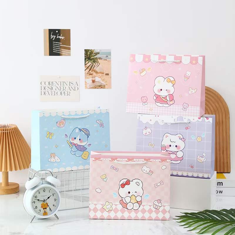 新款蒂琪天使卡通可爱礼品袋生日送礼伴手礼横款手提纸袋现货批发